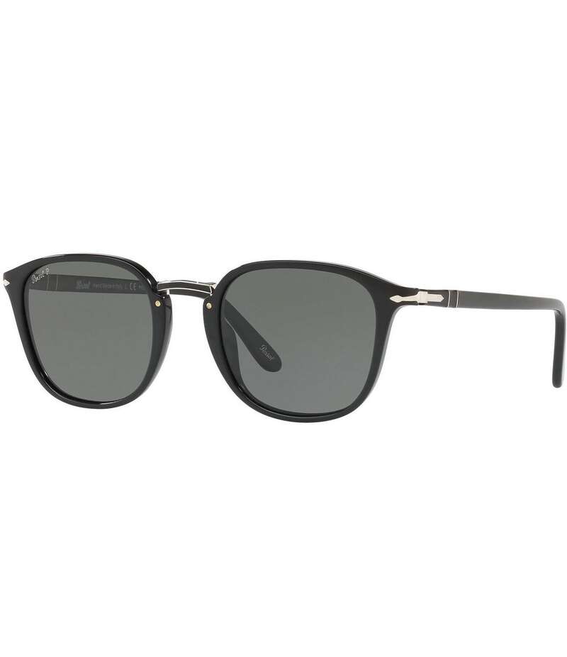 ペルソル レディース 付属物 サングラス・アイウェア Persol Unisex PO3186S Tortoise 53粍 Round Polarized Sunglasses Black 黒いこと