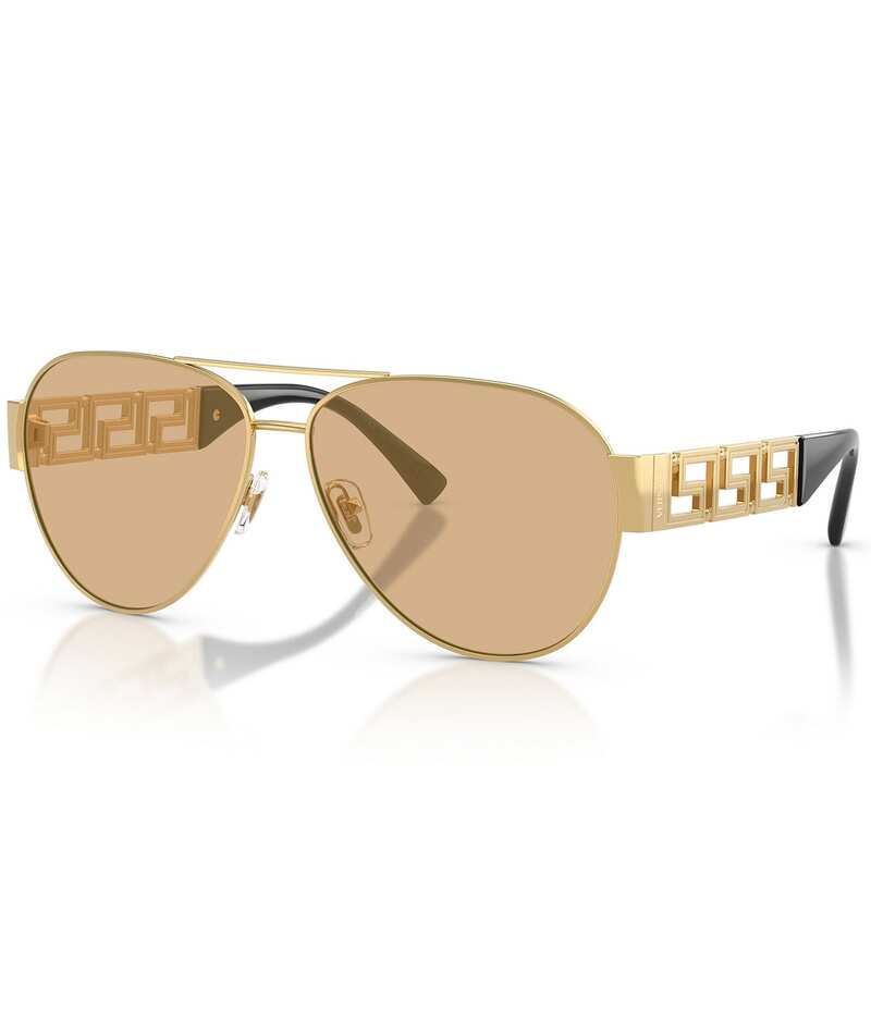 ヴェルサーチ レディース 付属物 サングラス・アイウェア Versace Unisex Greca 61粍 Aviator Sunglasses Gold/Yellow Mirror 黄色