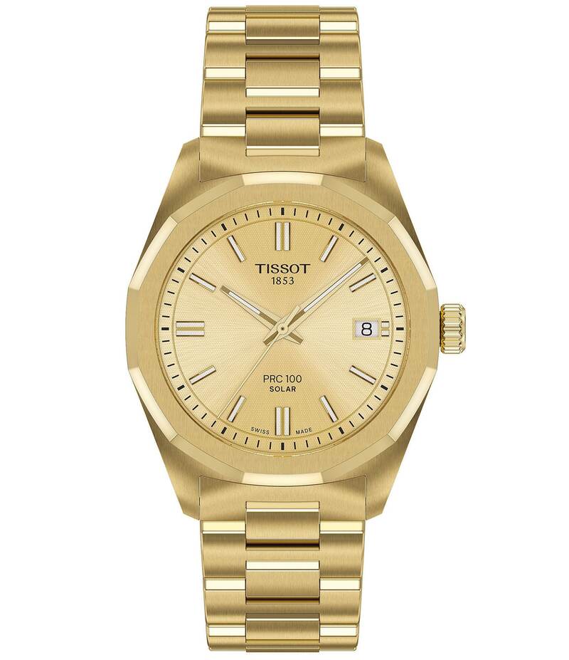 ティソット レディース 付属品 ウオッチ プルオーバー Tissot Women\u0027s PRC 100 Solar Quartz Analogold Tone Stainlessteel Bracelet Watch Gold ゴールド