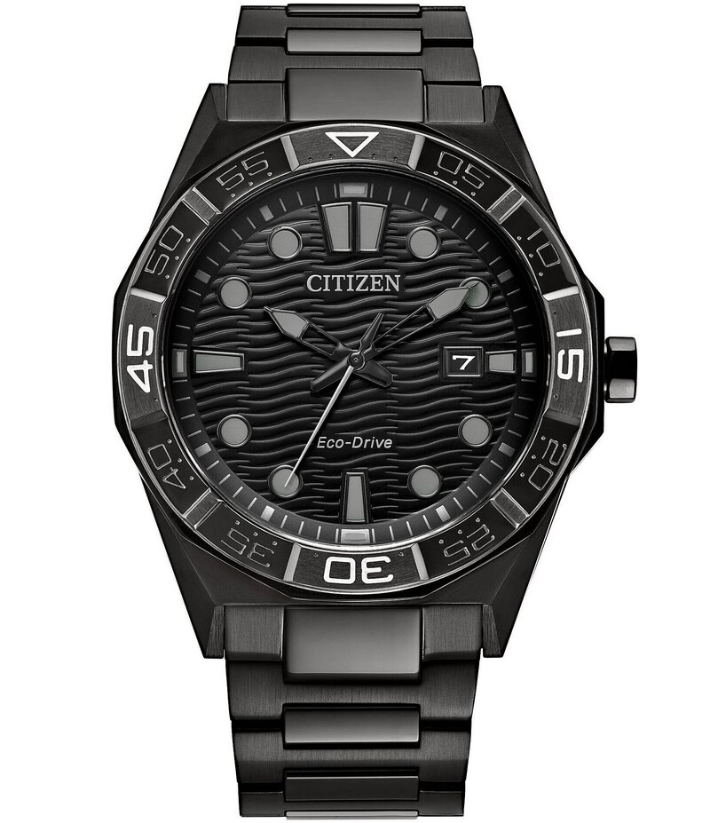 シチズン レディース アクセサリー 腕時計 Tシャツ Citizen Men's Eco-Drive Sport Brycen Quartz Three Hand Black Tone Stainlessteel Bracelet Watch Black ブラック