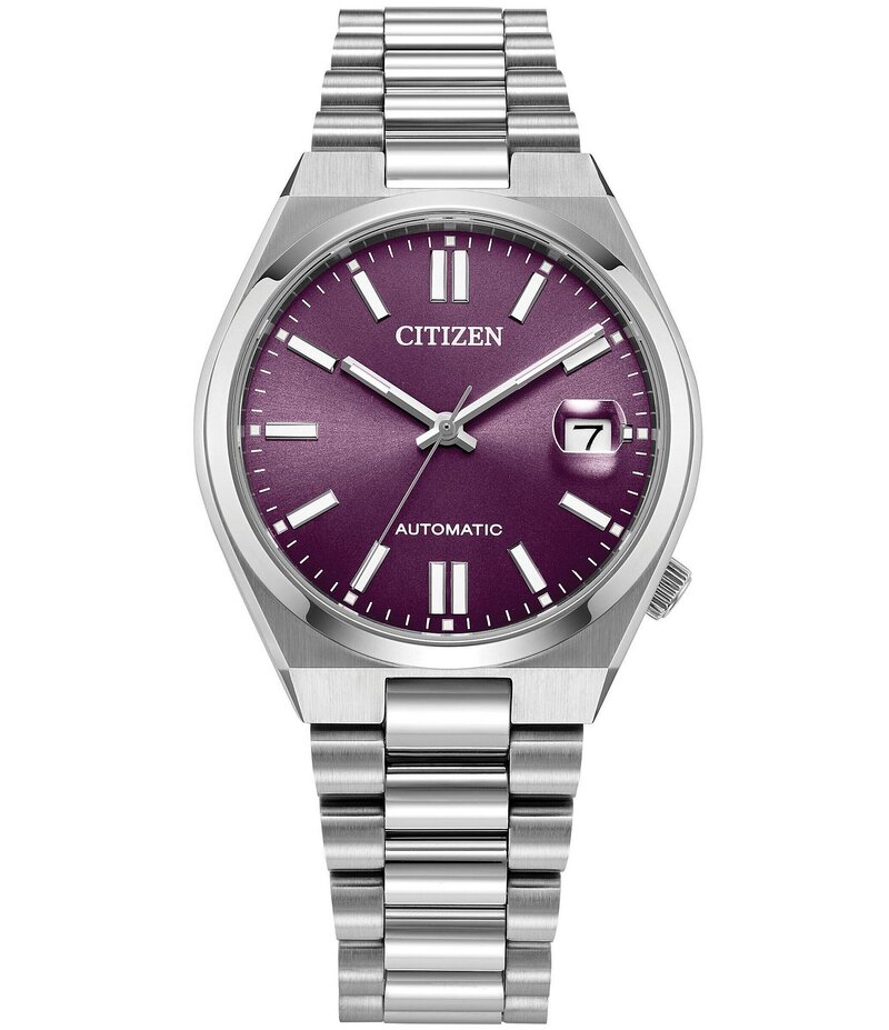 シチズン レディース アクセサリー 腕時計 Tシャツ Citizen Unisex Sport Luxury Tsuyosautomatic Stainlessteel Bracelet Watch Silver/Purple パープル|ReVida 店