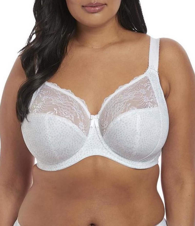 猥りがましいミ レディース アンダーお召しもの ブラ スピード競技 Elomi Morgan Lace-Trimmed Full-Busted Contour U-Back Underwire Bra White 白いこと インナー・下着・ナイトウェア-ブラジャー