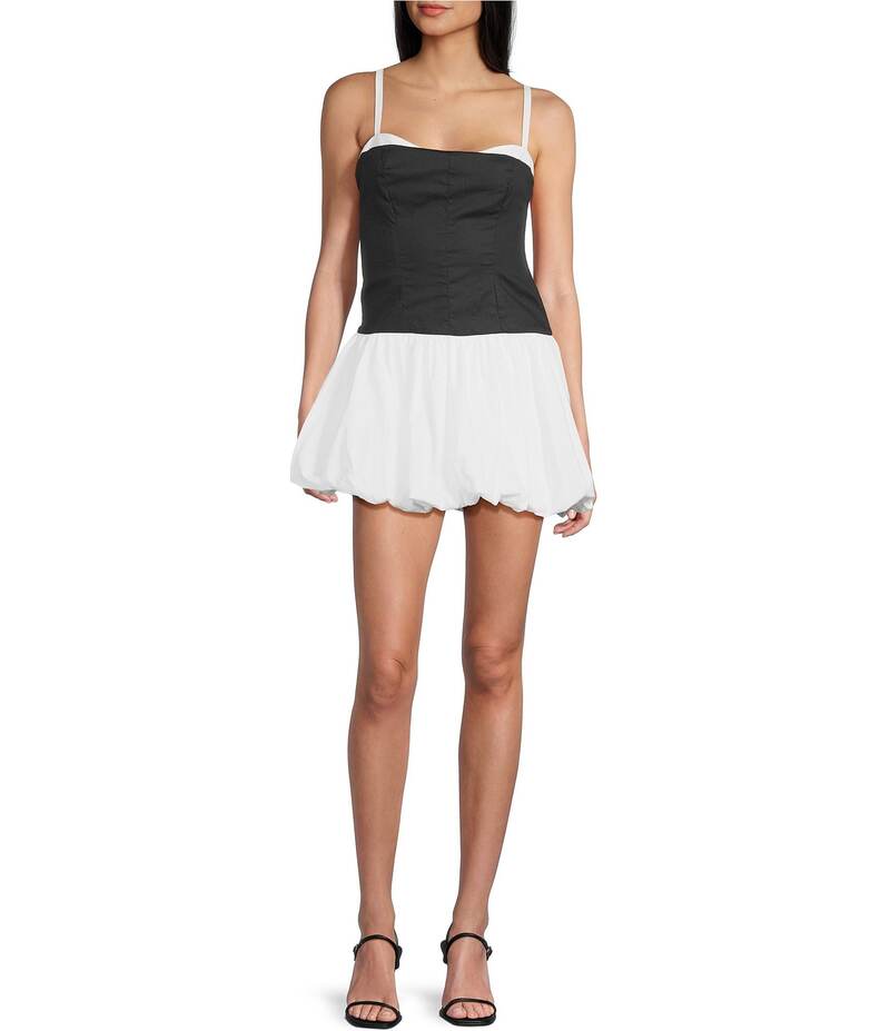 ビーダーリン レディース トップス 衣装 ノースリーブ B. Darlin Sleevelesspaghetti Strap Sweetheart Neck Bubble Dress White/Black/Gold 白いこと