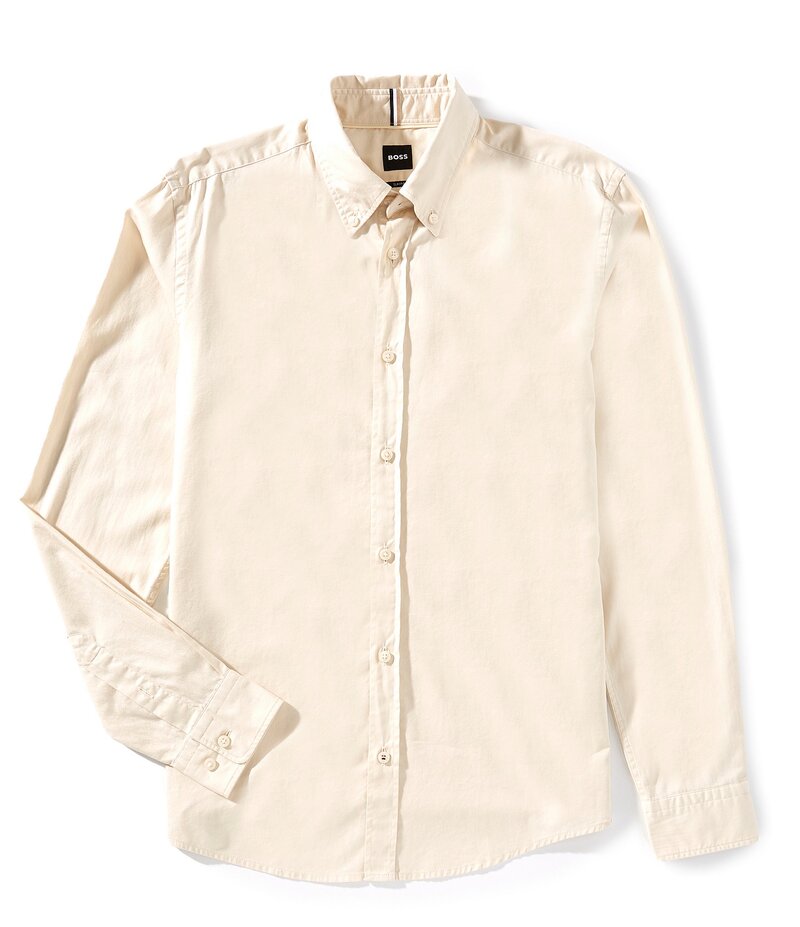 ヒューゴボス メンズ トップス シャツ トール Hugo Boss Big & Tall Roan Woven Long Sleeve Woven Shirt Open White ホワイト｜ReVida 店