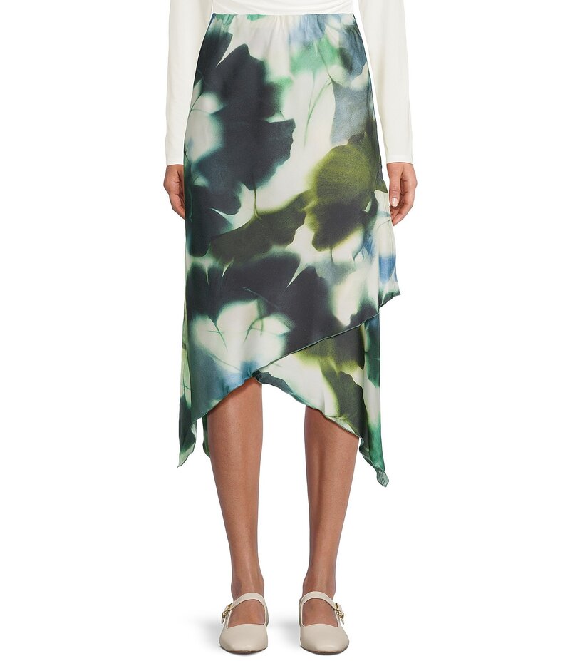 エモリー パーカー レディース ボトムスカート サイドスリット プリント ミディ Emory Park Abstract Print Side Slit Midi Skirt Blue Multi ブルー