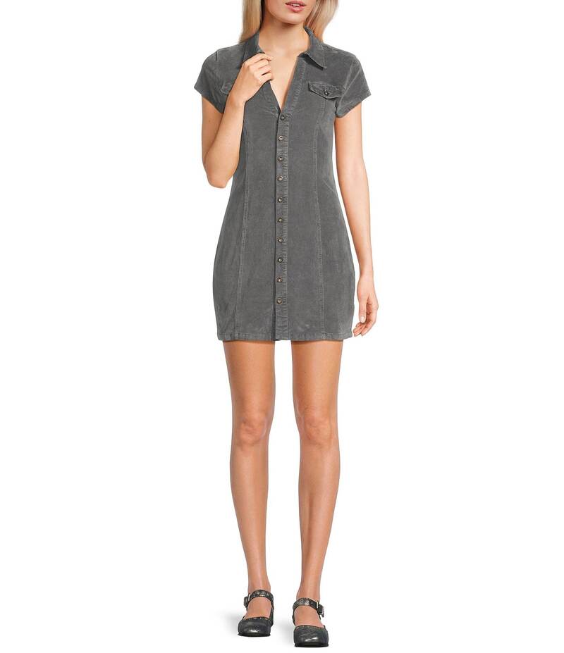 アーバンアウトフィッターズ レディース トップス ワンピース シャツ キャップ BDG Urban Outfitters Cap Sleeve Solid Shirt Dress Grey グレー 8,151円