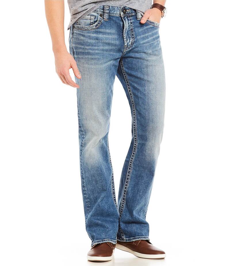 シルバー ジーンズ メンズ ボトムス デニムパンツ ブーツカット ブーツ Silver Jeans Co. Craig Stretch Easy Fit Bootcut Medium Wash Jeans Indigo インディゴ
