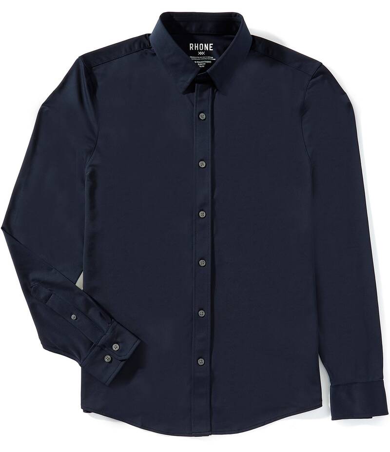 ローヌ メンズ トップス シャツ スリムフィット RHONE Slim Fit Performance Stretch Solid Commuter Long Sleeve Woven Shirtrue Navy Oxford ネイビー