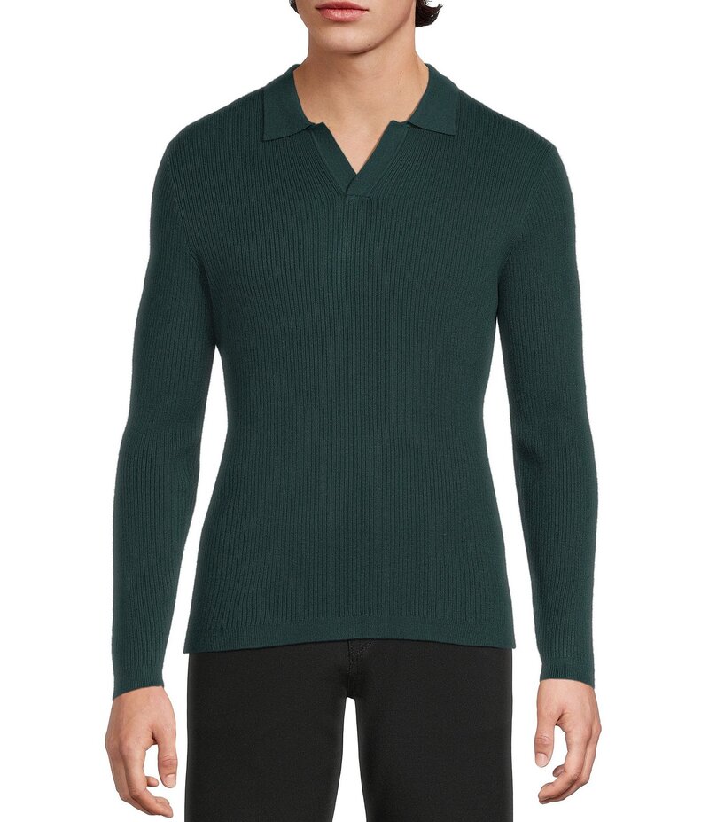 ムラノ メンズ トップス シャツ セーター Murano Comfortable Lux Johnny Sweater Long Sleeve Polo Shirt Cyprus Green グリーン
