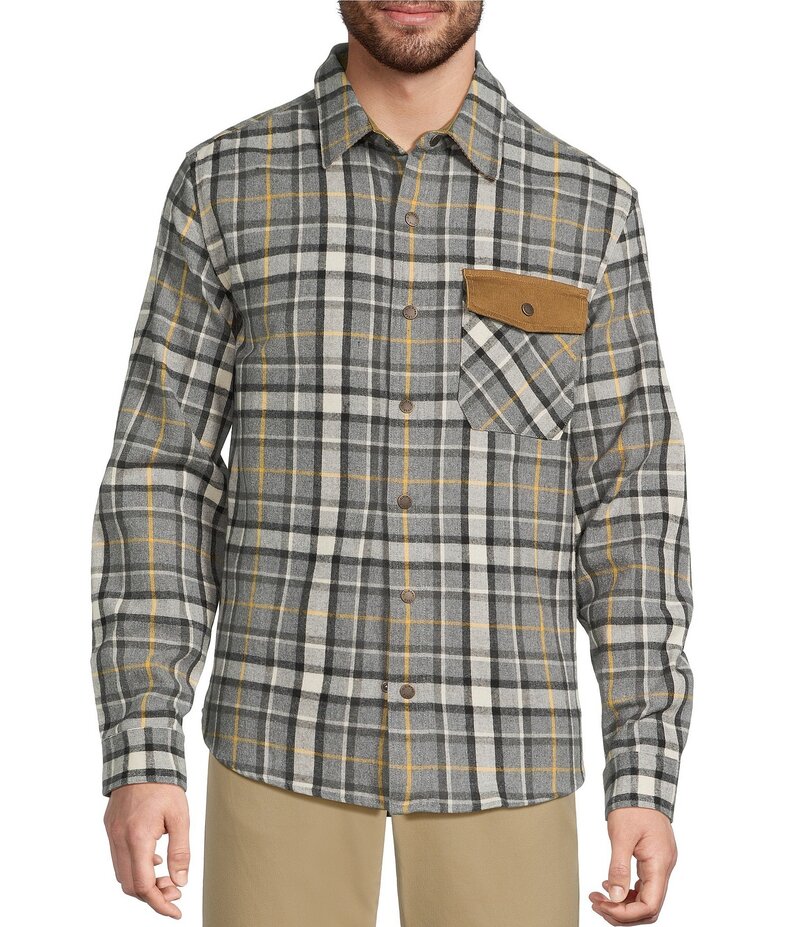 エルエルビーン メンズ トップス プルオーバー L.L.Bean Scotch Plaid Flannel Snap-Front Long Sleeve Woven Shirt Bean ofreeport Gray 薄墨色