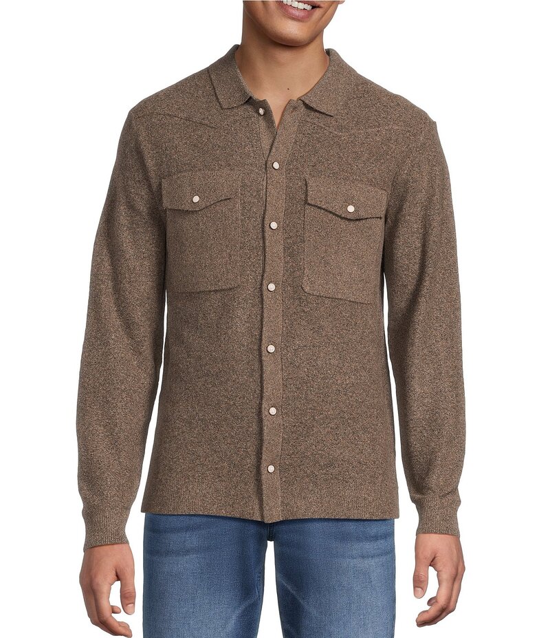 ラウン メンズ アウター カーディガン セーター Rowm Long Sleeve Button Front Sweater Brown ブラウン
