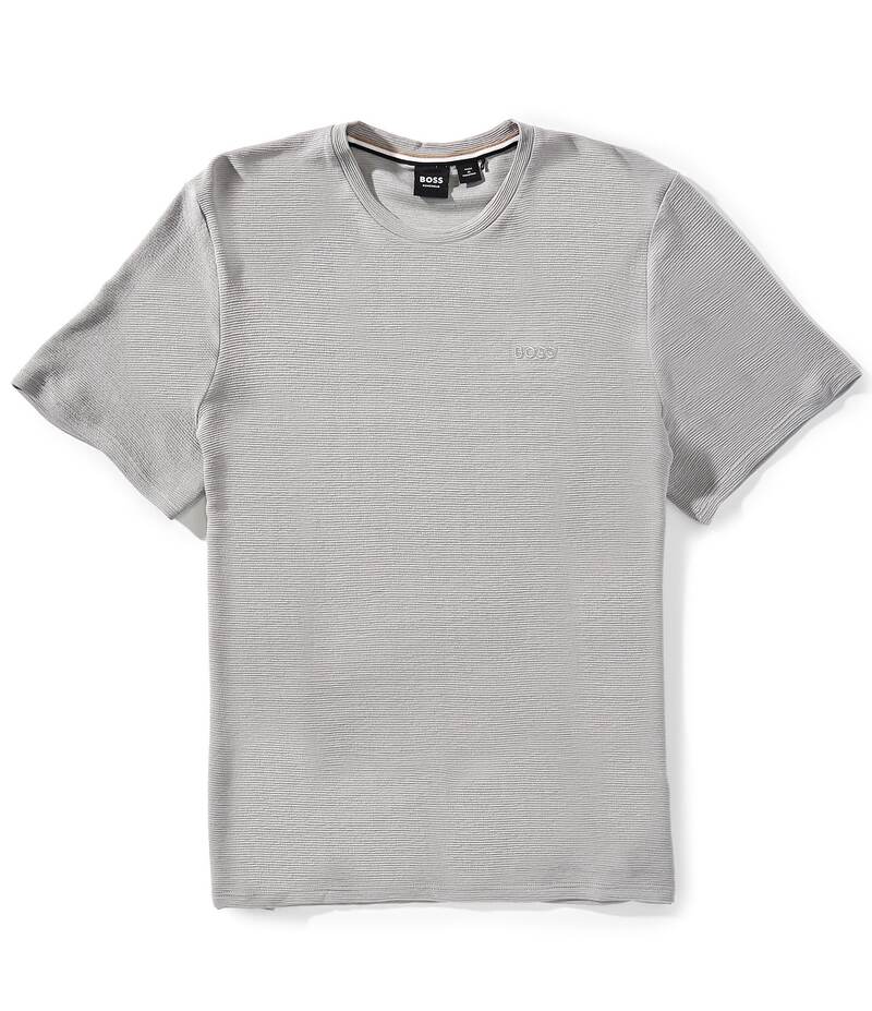 ヒューゴボス メンズ トップス シャツ リブ 半袖 Hugo Bosshort-Sleeve Ribbed Sleep T-Shirt Grey グレー