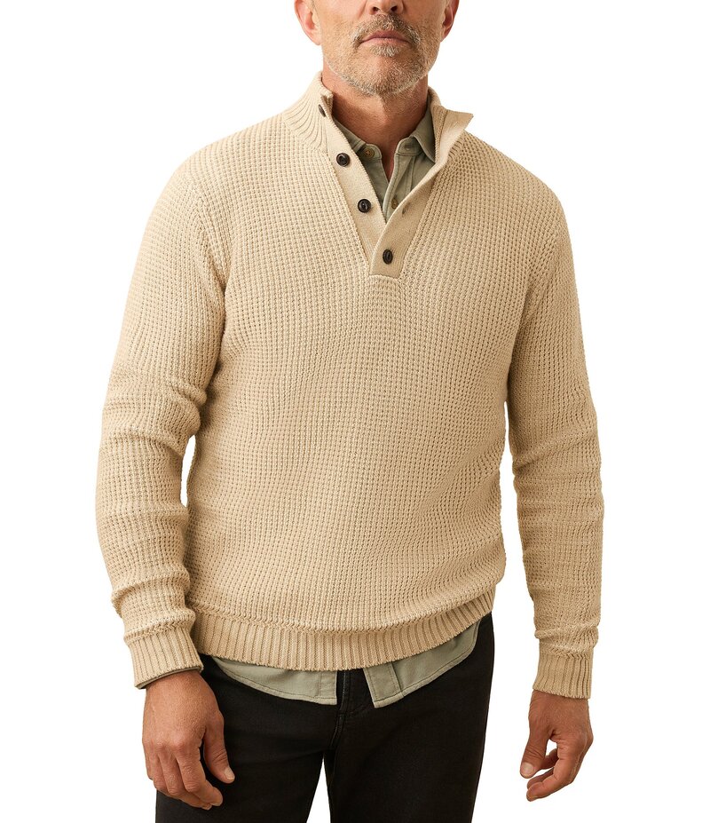ファレティ メンズ アウター 編み物・プルオーバー トール Faherty Big \u0026 Tall Quarter-Button Sweater Alpine Khaki カーキ