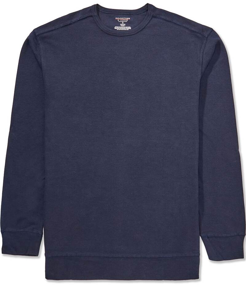 ラウンドトゥリーアンドヨーク メンズ トップス シャツ クルーネック ニット Roundtree & Yorke Long Sleeve Crew Neck Waffle-Knit Sleep Shirt Dark Navy ネイビー