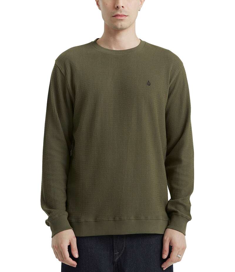 ボルコム メンズ トップス シャツ Volcom Long Sleeve Gridstone Thermal Crew T-Shirt Brown Stone ブラウン
