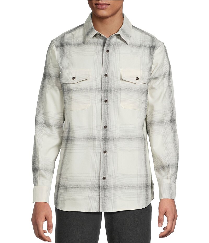 ラウン メンズ トップス シャツ ボタンダウン Rowm Long Sleeve 2 Pocket Jaspe Ombre Plaid Button Down Sport Shirt White ホワイト 8,151円