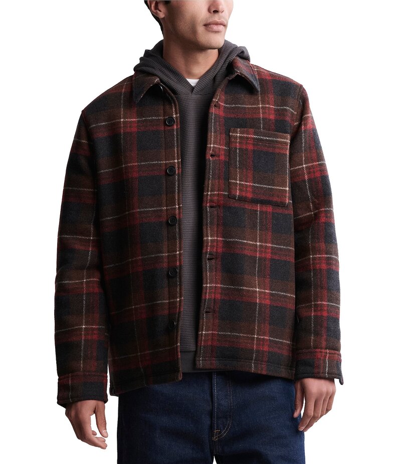ベアフットドリームス メンズ トップス シャツ Barefoot Dreams Long Sleeve Plaid Shacket Russet Plaid チェック｜ReVida 店 50,880円