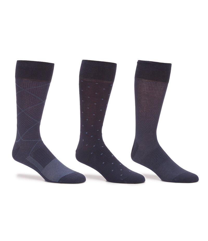 ラウンドトゥリーアンドヨーク メンズ アンダーウェア 靴下 Gold Label Roundtree & Yorke Argyle Crew Dressocks 3-Pack Navy ネイビー