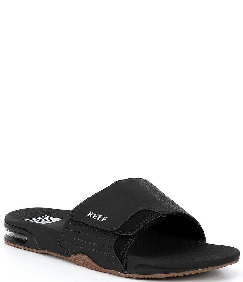 リーフ メンズ シューズ サンダル Reef Men's Fanning Water-Friendly Bottle Opener Pool Slides Black/Silver ブラック
