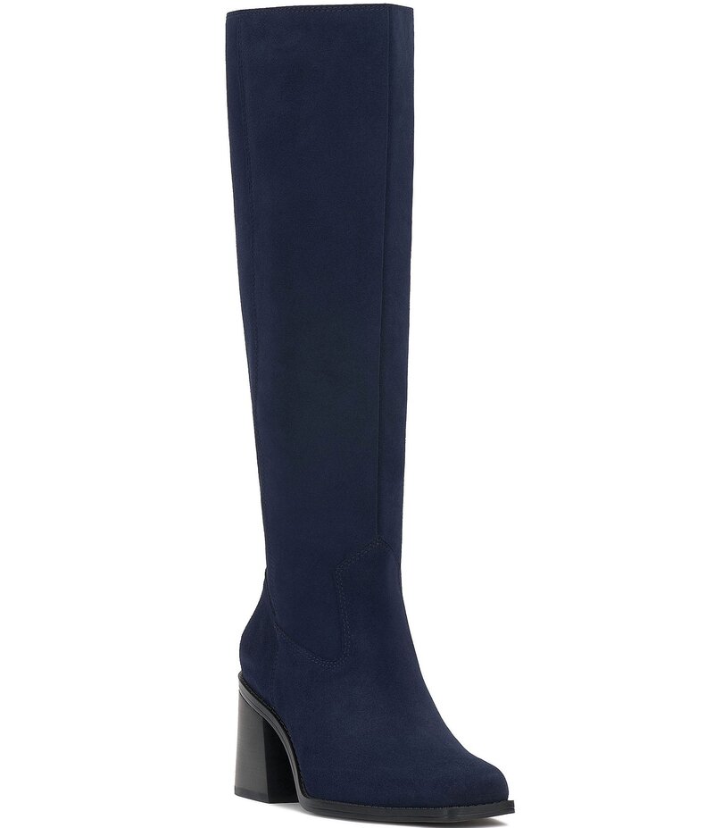 ヴィンスカムート レディース シューズ ブーツ・レインブーツ トール スエード Vince Camuto Sangeti Suede Square Toe Tall Boots Deep Navy ネイビー｜ReVida 店
