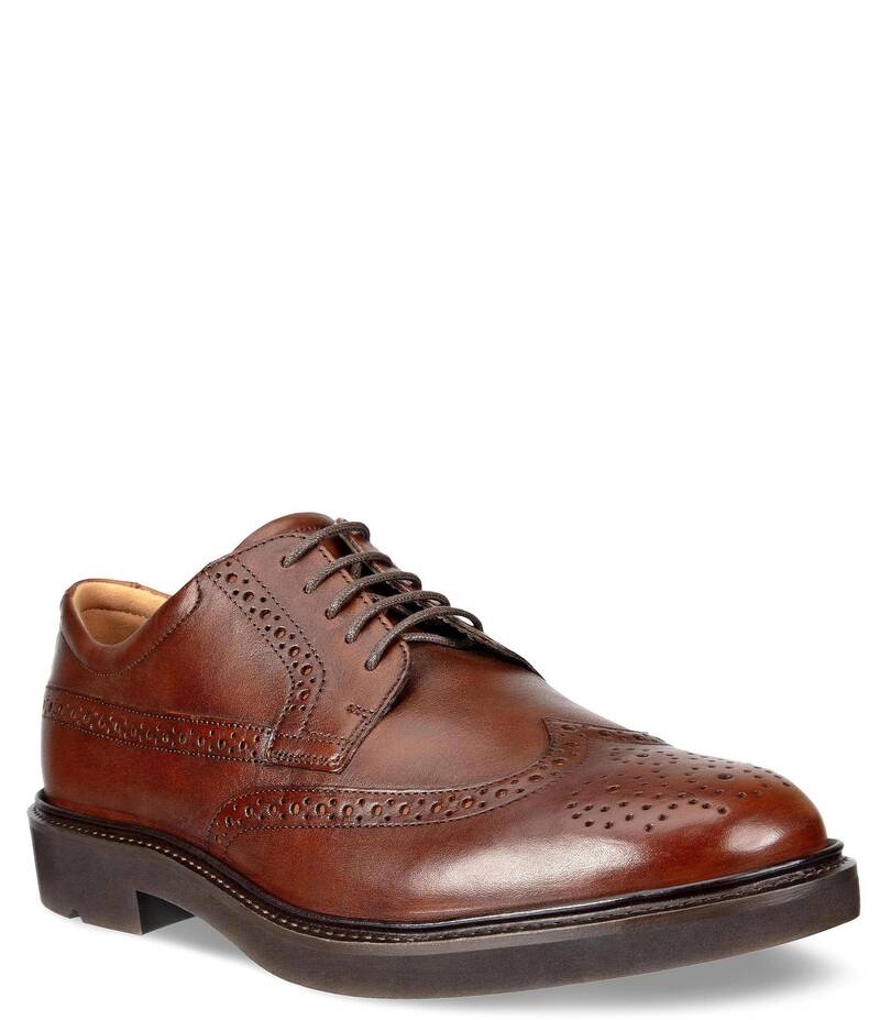 エコー メンズ シューズ ウィングチップ オックスフォード ブローグ レザー ECCO Men's Metropole London Leather Wingtip Brogue Detail Oxfords Cognac