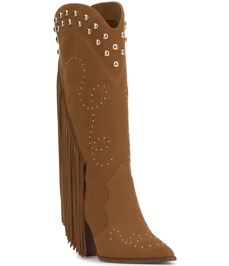 ジェシカシンプソン レディース シューズ ブーツ・レインブーツ フリンジ Jessica Simpson Rosera Studded Fringe Western Boots Tuscan Tan タン