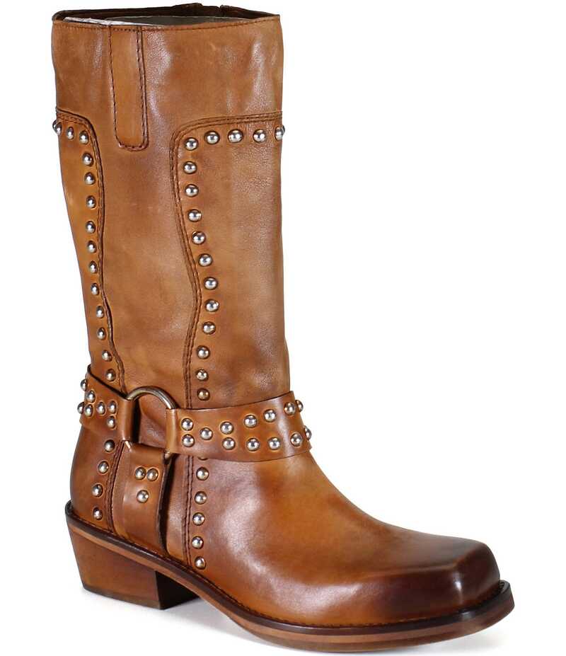 ディバトゥルー レディース シューズ ブーツ・レインブーツ レザー Diba True Val Uableather Studded Harness Boots Tan タン｜ReVida 店 42,120円
