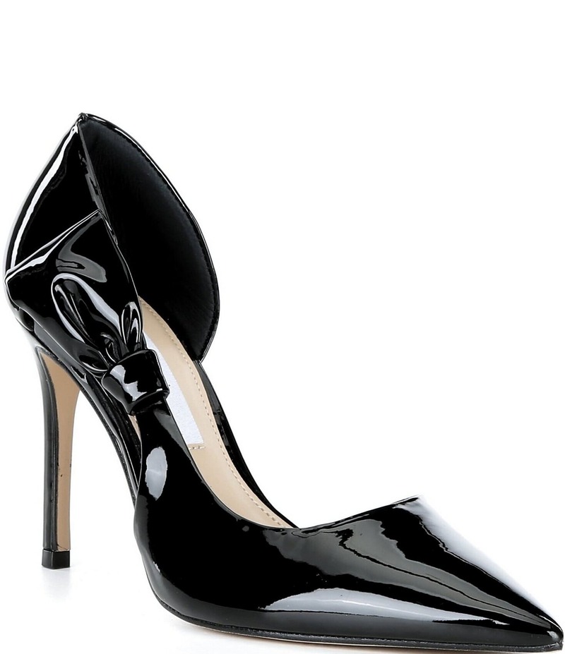 ジャンビニ レディース シューズ 踵 Gianni Bini Sawyer Patent Bow Pointed Toe Pumps Black 黒いこと