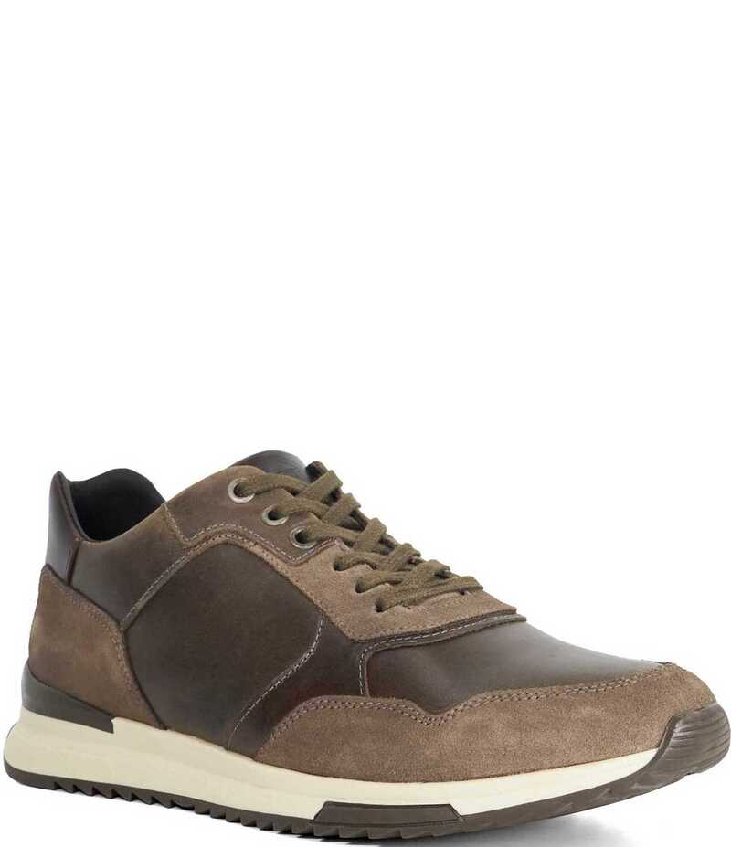デューンロンドン メンズ シューズ スニーカー スエード レザー Dune London Men's Thornbury Leather and Suede Sneakers Khaki カーキ