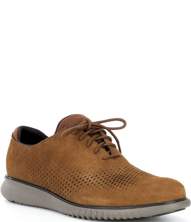 電話を掛けるハーン メンズ シューズ オックスフォード スエードクロス Cole Haan Men\u0027s 2.ZEROGRAND Suede Laser Cut Oxfordspiced Brown/Raven/Morel 赤銅色 メンズ靴-靴-ビジネスシューズ