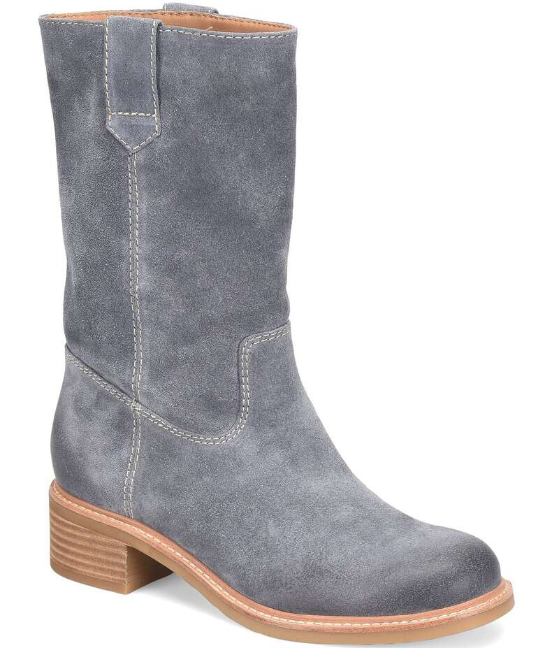 ソフト レディース シューズ ブーツ・レインブーツ スエード Sofftabitha Pull Tab Suede Mid Calf Boots Washed Indigo インディゴ
