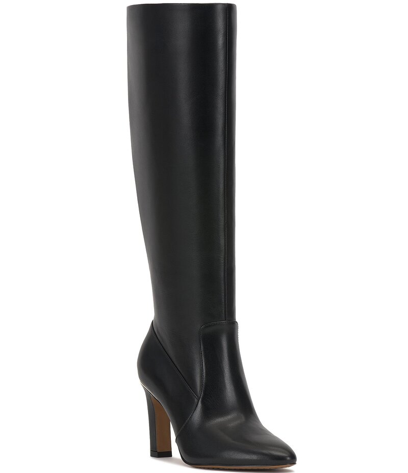 ヴィンスカムート レディース シューズ ブーツ・レインブーツ トール レザー ヒール Vince Camuto Gylina Leather Tall Block Heel Boots Black ブラック