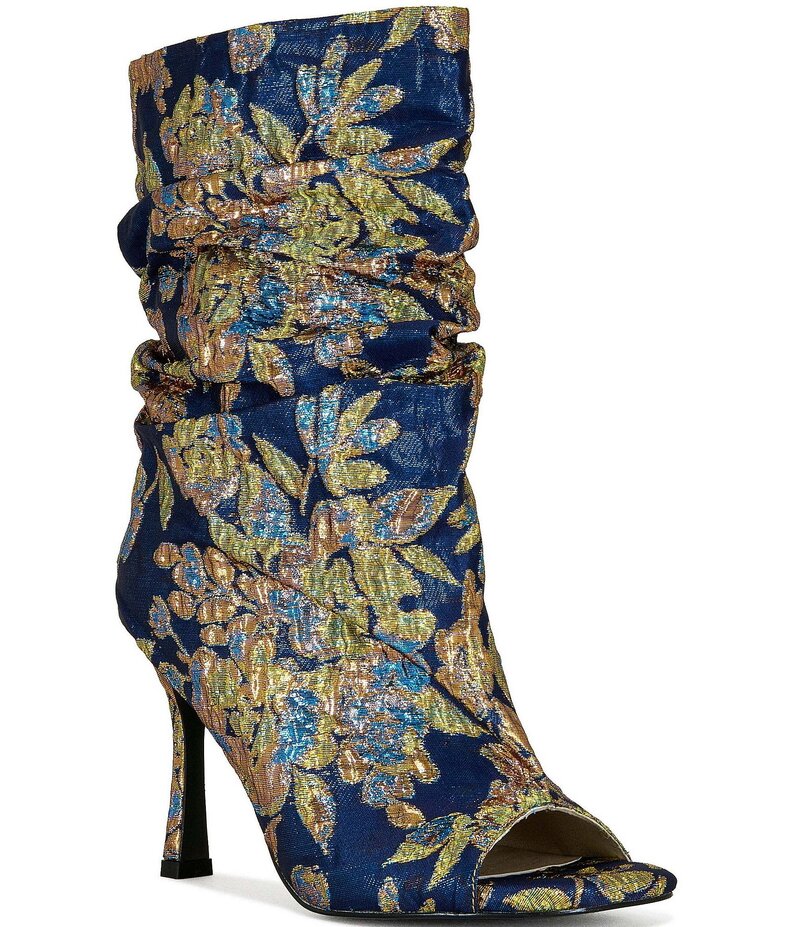 アザレア ワン レディース シューズ ブーツ・レインブーツ フラワー柄 フラワー Azalea Wang Rozsi Floral Peep Toe Mid Calf Boots Blue/Multi ブルー