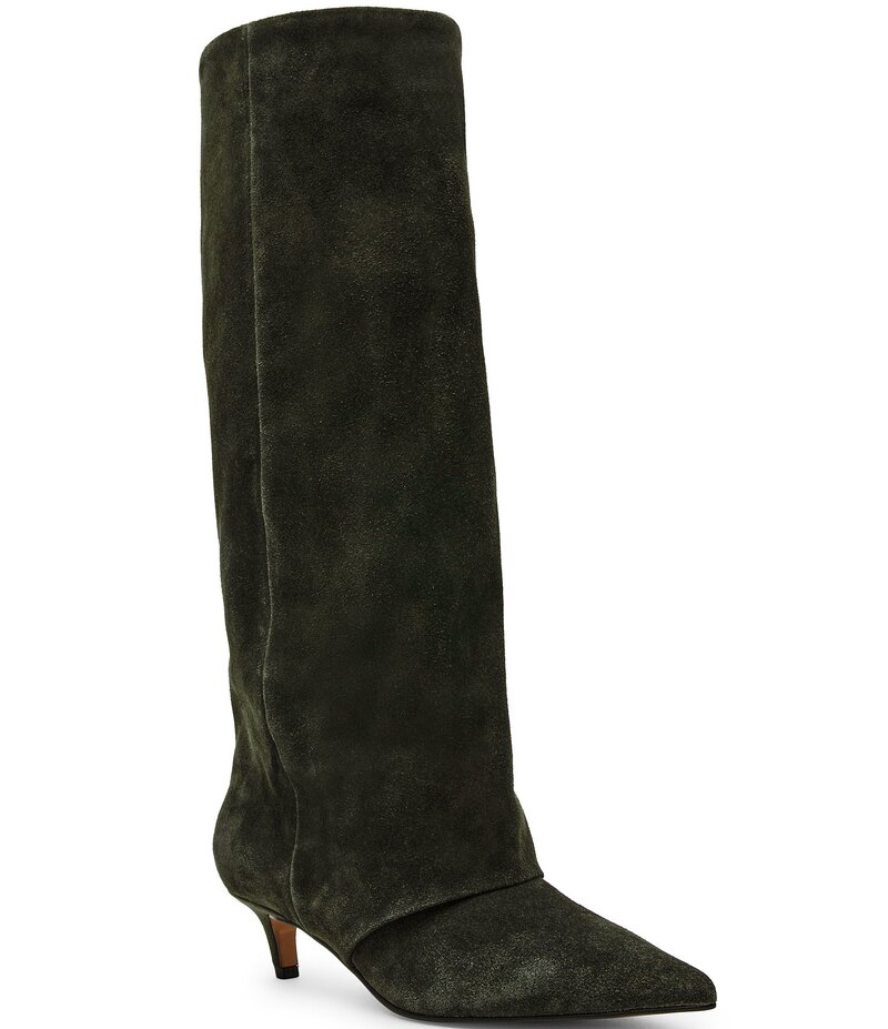 スティーブ マデン レディース シューズ ブーツ・レインブーツ スエード ヒール Steve Madden Luca Suede Cuffed Kitten Heel Boots Olive オリーブ