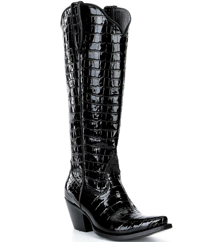 アリアト レディース シューズ ブーツ・レインブーツ レザー Ariat Women's Casanova Croco Embossed Leather Knee High Western Boots Black ブラック