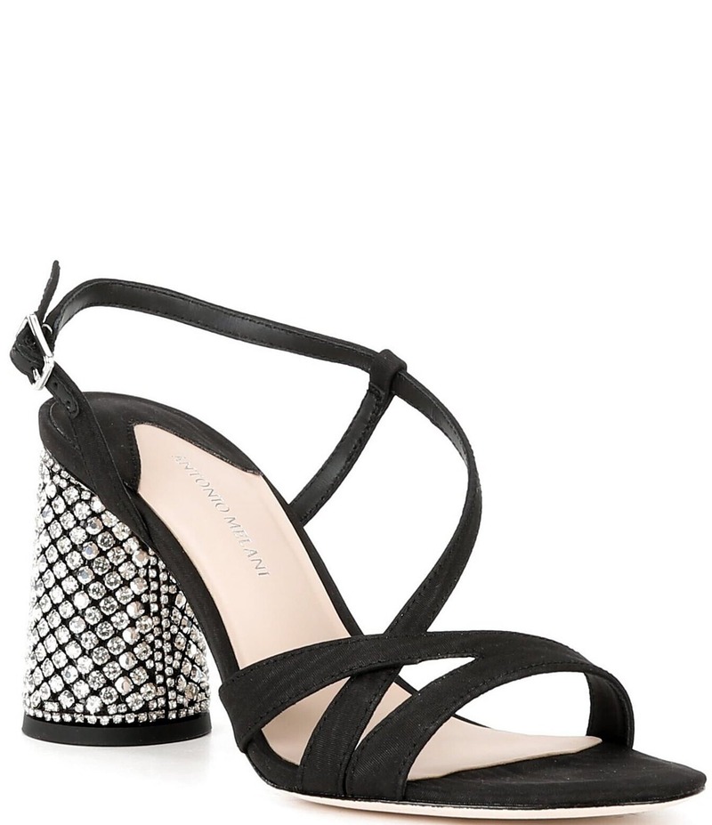 アントニオ メラーニ レディース シューズ サンダル サテン Antonio Melani Larie Grosgrain Satin Rhinestonembellishedressandals Black ブラック