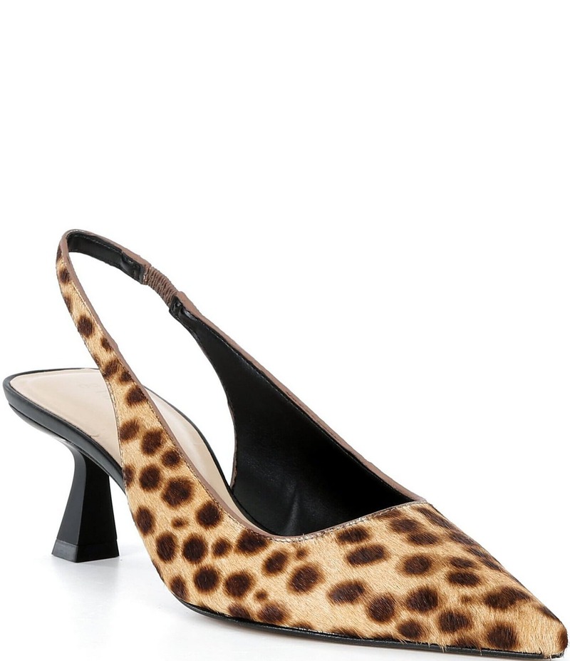 ジャンビニ レディース シューズ ヒール プリント Gianni Bini Wandah Two Cheetah Print Haircalf Slingback Pumps Blonde/Black ブラック