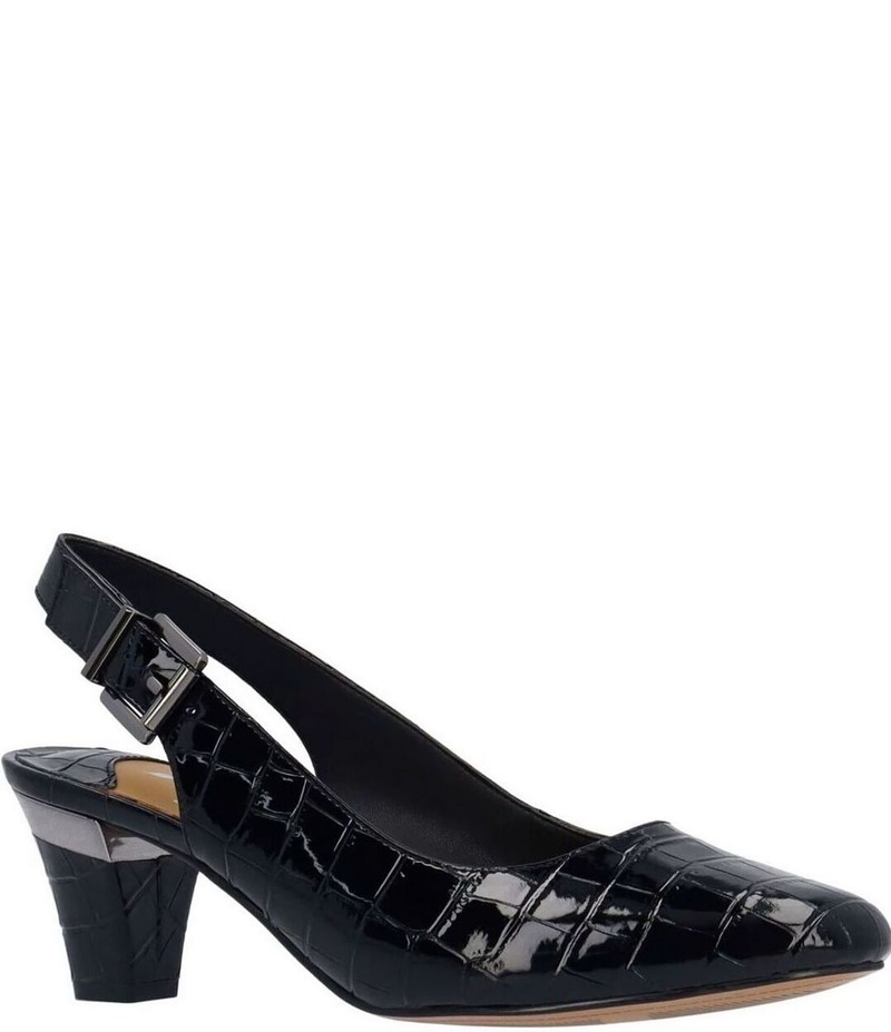 ジェイレニー レディース シューズ 踵 J. Renee Malree Croco Embossed Patent Slingback Pumps Black 黒いこと