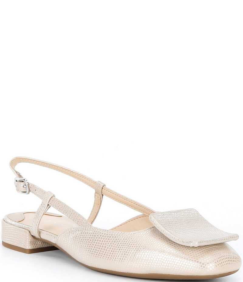 アレックスマリー レディース シューズ パンプス レザー Alex Marie Lizard Embossed Leather Ornament Slingback Flats Natural Pearl パール｜ReVida 店