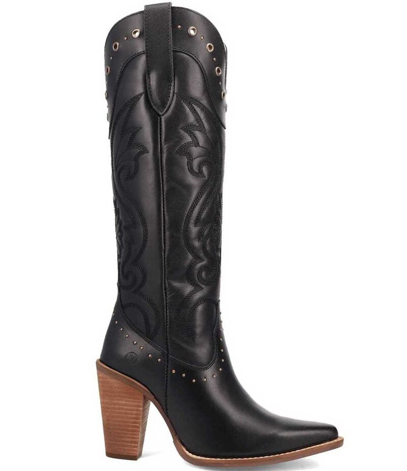 ディンゴ レディース シューズ ブーツ・レインブーツ トール レザー Dingo Rock N' Rebeleather Studded Tall Western Boots Black ブラック