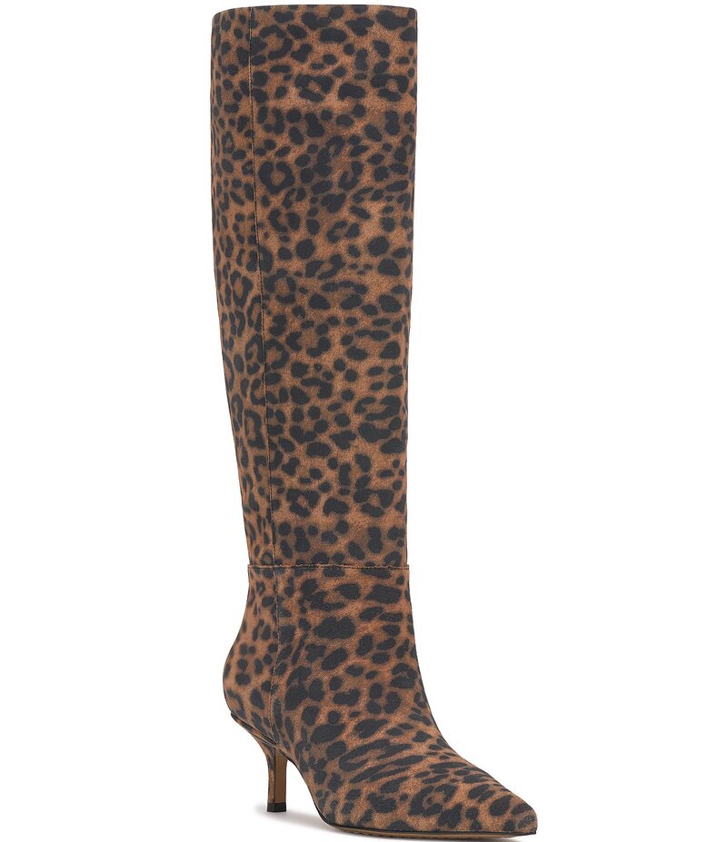 ヴィンスカムート レディース シューズ ブーツ・レインブーツ プリント スエード Vince Camuto Tansie Leopard Print Suede Knee High Boots Camel キャメル