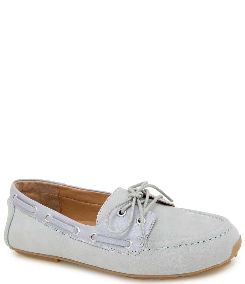 ジェントルソウルズ レディース シューズ パンプスエード 置き目毛革 Gentle Souls Marina Suede Driver Loafers Ashley Blue 青み