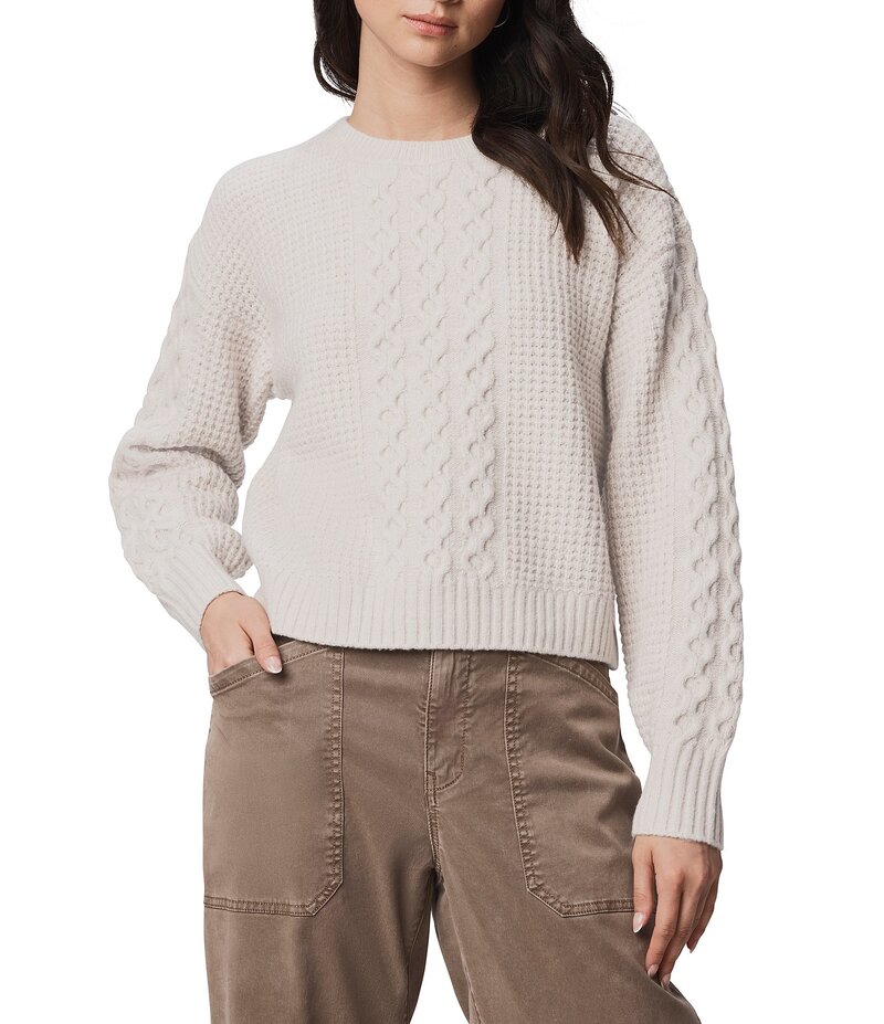 スプレンディット レディース アウター ニット・セーター ウール Splendid Celeste Wool Cashmere Blend Cable Knit Round Neck Long Sleeve Sweater Pale Oak Heather ヘザー