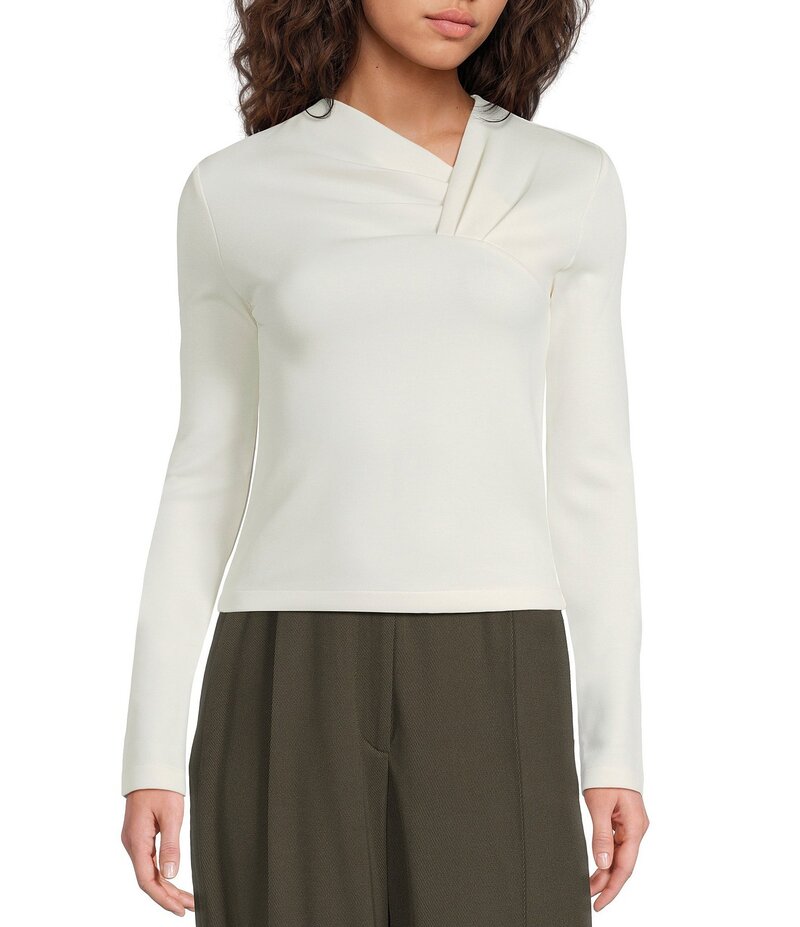 イロ レディース トップス シャツ アシンメトリー ニット IRO Mala Knit Asymmetrical Neck Long Sleeve Top Ecru エクリュ