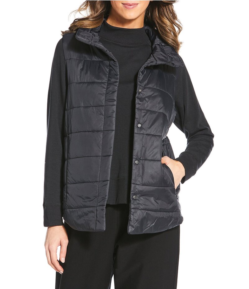 エイリーンフィッシャー レディース アウター ベスト ハイネック ナイロン ノースリーブ Eileen Fisherecycled Nylon High Neck Sleeveless Puffer Vest Black ブラック