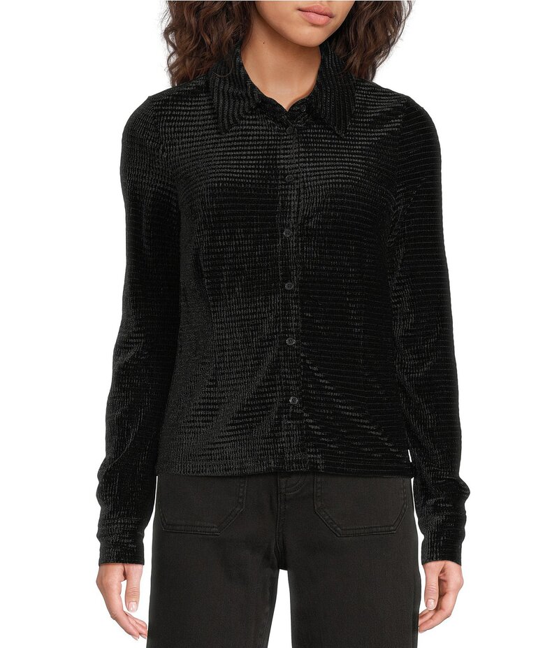 サンクチュアリー レディース トップス シャツ ボタンダウン ベルベット ダウン Sanctuary Fitted Collard Button Down Long Sleevelvetop Black ブラック