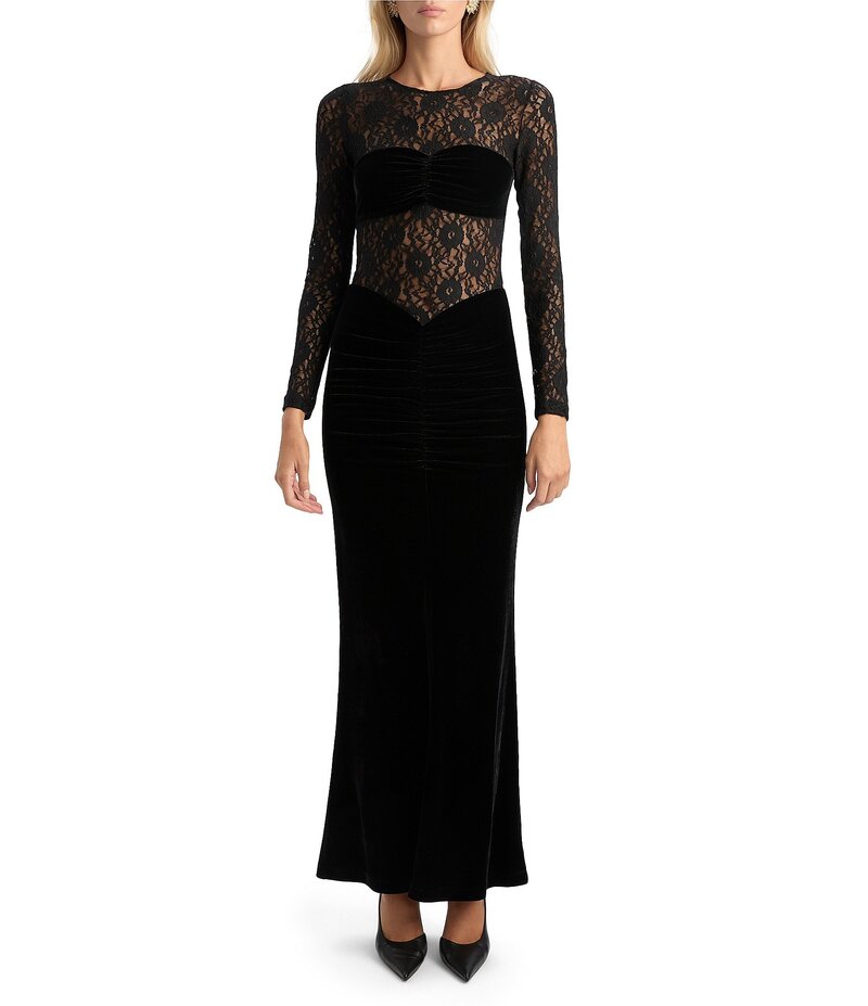 バードット レディース トップス ワンピース レース Bardot Helenie Velour Lace Bodycon Dress Black ブラック