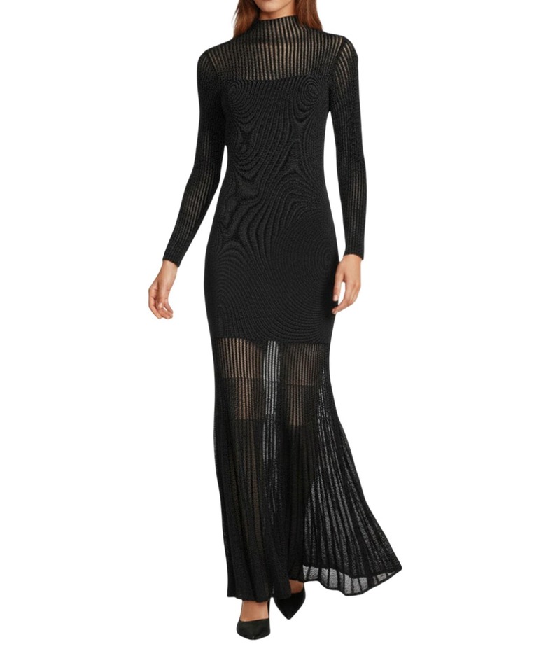 アントニオ メラーニ レディース トップス ワンピース チェルシー マキシ Antonio Melani Chelsea Long Sleeve Mock Neckline Sheath Maxi Dress Black ブラック