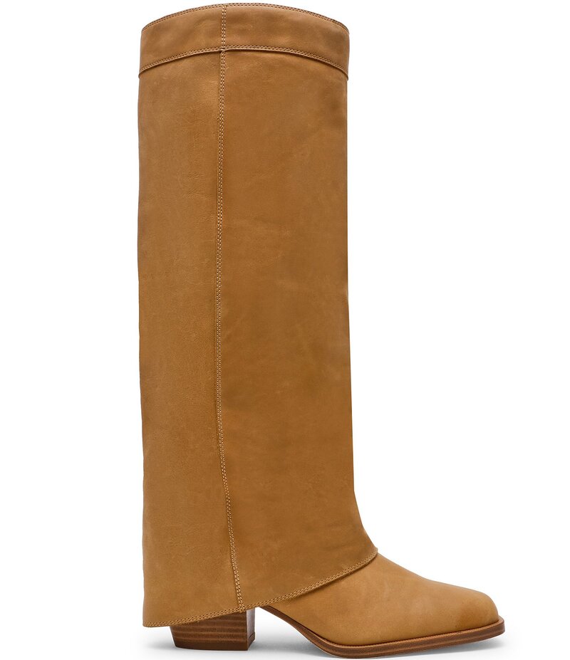 スティーブ マデン レディース シューズ ブーツ・レインブーツ レザー Steve Madden Winnick Leather Foldover Knee High Boots Banana