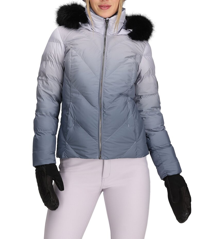 オバマイヤー レディース アウター コート フリース ジャケット Obermeyer Bombshell Ombre Luxe Stand Fleece Collar Zip Front Puffer Ski Jacket Moonlight